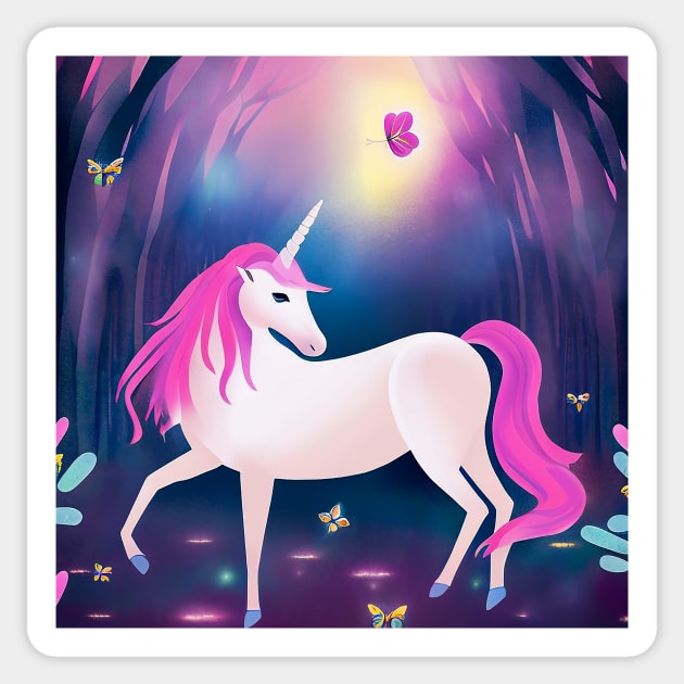 Unicorn forest Sticker by cloudart2868